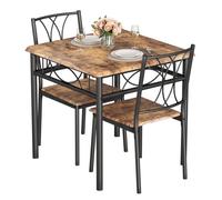 GARVEE Ensemble table à manger et 2 chaises - MDF - 74x74x76cm - marron, style industriel bois rétro - pour petit espace, cuisine