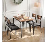 Garvee Ensemble Table à Manger Et 4 Chaises Rembourrées, Table De Cuisine, Structure Solide en Bois Et Métal, Design Compact pour Salle à Manger, Cuisine, Salon
