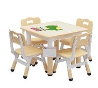 Garvee Ensemble Table Et 4 Chaises pour Enfants, Table d’Activité avec Plateau à Motifs Graffiti, Hauteur Réglable, Petit Bureau Enfant pour Lire, Dessiner, Jouer, Manger