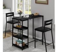 Garvee Ensemble Table Et Chaises De Bar, Ensemble Table De Bar 3 Pièces avec Plateau Rabattable Et étagères De Rangement, Ensemble Table Et Chaises pour 2 Personnes