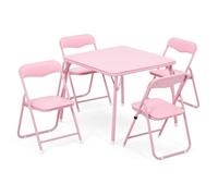 Garvee Ensemble Table Et Chaises Pliantes pour Enfants,Chaises Pliantes Rembourrées en Cuir avec Coussin, Ensemble Table Et Chaises d'Activités Portables avec Structure en Métal pour Enfants