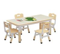 Garvee Ensemble Table Et Chaises pour Enfants, Hauteur Réglable, Table d’Activité avec 4 Chaises, Petit Bureau Enfant pour 2+ Ans