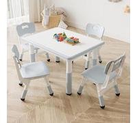 Garvee Ensemble Table Et Chaises pour Enfants, Hauteur Réglable, Table d’Activité avec 4 Chaises, Petit Bureau Enfant pour 2+ Ans