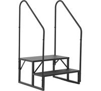 Garvee Escalier externeérieur antidérapant 2 marches pour Camping-Car - Capacité 300 kg, Portable, sécurité renforcée - Marchepied Robuste avec Double Rampe - Double Main Courante | 2 marches