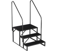 Garvee Escalier externeérieur antidérapant 3 marches pour Camping-Car - Capacité 300 kg, Portable, accès Animaux/véranda - Marchepied Robuste avec Double Rampe - Double Main Courante | 3 marches