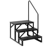 Garvee Escalier externeérieur antidérapant 3 marches pour Camping-Car - Capacité 300 kg, Portable, Acier allié, sécurité Accrue - Marchepied Robuste avec Rampe - Simple Main Courante | 3 marches