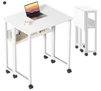 Garvee Escritorio Plegable 63x50x75 Cm Para Ordenador - Mesa Portátil De Aglomerado y Metal, Diseño Compacto y Ahorro De Espacio Para Oficina, Estudio o Sala De Estar