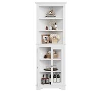 Garvee Espace De Rangement Et Design Moderne, Vitrine d'Angle Avec Portes Vitrées, 161 cm De Hauteur, Meuble De Rangement Autoportant Avec 3 étagères Réglables