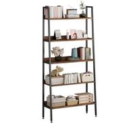 Garvee Étagère Bibliothèque 5 Niveaux Étroite 170 cm, Structure Métal Industriel, Étagères Ouvertes, Organisateur de Stockage pour Salon Bureau Cuisine, Finition Marron Rouille