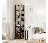 Garvee Étagère Haute en Bois Gain De Place à 7 Niveaux, Étagère De Bibliothèque Étroite, Design Industriel, 35×30x168 cm, pour Salon, Chambre à Coucher, Bureau
