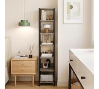 Garvee Étagère Haute en Bois Gain De Place à 7 Niveaux, Étagère De Bibliothèque Étroite, Design Industriel, 35×30x168 cm, pour Salon, Chambre à Coucher, Bureau