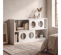 Garvee Étagère Horizontale Blanche à 2 Niveaux, Design Géométrique Moderne | Bibliothèque Basse et Large Style Cubby pour Salon ou Chambre d'Enfant, Rangement Pratique