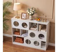 Garvee Étagère Horizontale Blanche à 3 Niveaux, Design Géométrique Moderne | Bibliothèque Basse et Large Style Cubby pour Salon ou Chambre d'Enfant, Rangement Pratique