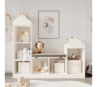 Garvee Étagère pour Enfant avec 6 Compartiments Et Coussin d'Assise, Coffre à Jouets Style Château, 121 x 30 x 107 Cm. Bibliothèque pour Enfant, étagère à Jouets Indépendante pour Chambre d'enfant.