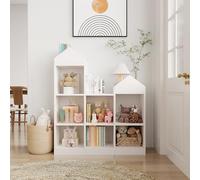 Garvee Étagère pour Enfant avec 7 Compartiments, Coffre à Jouets Style Château, 91 x 30 x 107 Cm. Bibliothèque pour Enfant, étagère Indépendante pour Jouets Et Livres.