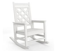 Garvee Fauteuil à Bascule Adirondack extérieurérieur HDPE - Dossier Large - Accoudoirs Confortables - Résistant aux intempéries - Capacité 380 kg - Montage Facile - Finition Grain de Bois embossé -
