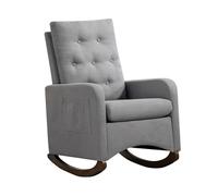 Garvee Fauteuil à Bascule Capitonné pour Nursery, Fauteuil Confortable en Velours avec Dossier Haut, Poche Latérale Et Pieds en Bois d'Hévéa, pour Salon Et Chambre