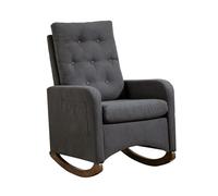 Garvee Fauteuil à Bascule Capitonné pour Nursery, Fauteuil Confortable en Velours avec Dossier Haut, Poche Latérale Et Pieds en Bois d'Hévéa, pour Salon Et Chambre