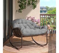 Garvee Fauteuil à Bascule, Rocking Chair, Chaise Papasan Surdimensionnée avec Coussin Rembourré, Structure en Acier, Fauteuil Œuf Chaise à Bascule Allaitement pour Salon, Patio, Capacité 150kg