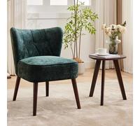 Garvee Fauteuil d'Appoint pour Salon, Fauteuil sans Accoudoirs avec Pieds en Bois, Rembourré, Idéal pour Coiffeuse, Canapé Confortable en Tissu Capitonné pour Chambre à Coucher