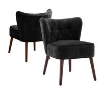 Garvee Fauteuil d'Appoint pour Salon, Fauteuil sans Accoudoirs avec Pieds en Bois, Rembourré, Idéal pour Coiffeuse, Canapé Confortable en Tissu Capitonné pour Chambre à Coucher