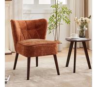 Garvee Fauteuil d'Appoint pour Salon, Fauteuil sans Accoudoirs avec Pieds en Bois, Rembourré, Idéal pour Coiffeuse, Canapé Confortable en Tissu Capitonné pour Chambre à Coucher
