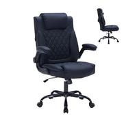 Garvee Fauteuil De Bureau en Cuir Exécutif - Siège Ergonomique Lourd 160kg avec Accoudoirs Relevables Et Soutien Lombaire - Chaise De Direction pour Bureau à Domicile, Noir