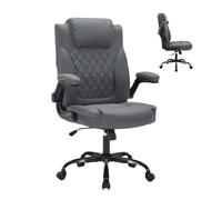 Garvee Fauteuil De Bureau en Cuir Exécutif - Siège Ergonomique Lourd 160kg avec Accoudoirs Relevables Et Soutien Lombaire - Chaise De Direction pour Bureau à Domicile, Gris