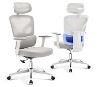 Garvee Fauteuil De Bureau Ergonomique à Dossier Haut - Soutien Lombaire Réglable Et Appui-Tête - Siège Et Dos en Mousse Respirante - Accoudoirs 3D - Réglable en Hauteur - Pivotant avec roulettes