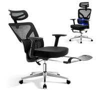 Garvee Fauteuil De Bureau Ergonomique à Dossier Haut - Soutien Lombaire Réglable Et Appui-Tête - Siège Et Dos en Mousse Respirante - Accoudoirs 3D - Réglable en Hauteur - Pivotant avec roulettes