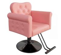 Garvee Fauteuil De Coiffeur en PU pour Styliste, Chaise De Barbier avec Pivotement, Base Ronde en Métal, Lift Hydraulique, Capacité Jusqu'à 150 kg, pour Salon De Coiffure, Spa, Maison, Rose