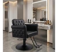 Garvee Fauteuil De Coiffeur en PU pour Styliste, Chaise De Barbier avec Pivotement, Base Ronde en Métal, Lift Hydraulique, Capacité Jusqu'à 150 kg, pour Salon De Coiffure, Spa, Maison, Noir