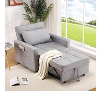 Garvee Fauteuil-lit 3 en 1, Fauteuil Convertible 1 Place, Pliable, Canapé-lit Réglable avec Poche Latérale et Coussin, Chaise de Couchage Avec Dossier Réglable 192 x 82 x 59 cm pour Petit Appartement,