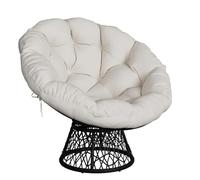 Garvee Fauteuil Papasan Pivotant Surdimensionné, Coussin Épais Et Doux, Cadre Métal Robuste en Rotin Synthétique, Idéal pour Salon, Chambre, Terrasse, Balcon, Jardin (Cremé #2)