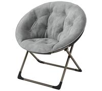 Garvee Fauteuil Pliant Surdimensionné en Forme De Soucoupe, Revêtement en Fausse Fourrure, Structure Métallique Robuste, Idéal pour La Chambre, Le Salon, Le Bureau Et La Chambre d'enfant