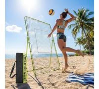 Garvee Filet de Rebond Double Face Portable pour Volley-Ball et Multisport - 120x120cm, Angles réglables, Cadre Acier Robuste, Filet résistant, entréeînement équipe/Solo - Vert Fluo