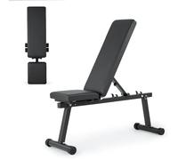 Garvee Gain de place, polyvalent - Banc de musculation 4-en-1 pliable avec dossier réglable, pad biceps, développeur de jambes, support barre - Entrezînement complet à la maison, noire,
