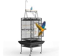 Garvee Grand Cage pour Perroquet 208 cm - Structure en Fer forgé Robuste, Aire de Jeu intégrée, très spacieuse, Nettoyage Facile, sécurité renforcée, perchoir en Corde, Plateau Amovible, roulettes -