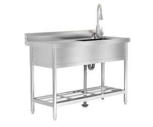 Garvee Grand Évier à Autoportant, Évier Utilitaire En Acier Inoxydable 120 * 51 * 92cm, Bac Unique Avec Robinets Eau Chaude & Froide - Pour Cuisine Commerciale, Buanderie, Garage, Jardin