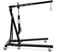 Garvee Grue d’Atelier hydraulique Pliable 2T - Lève-Moteur Robuste Acier Carbone - Flèche Extensible - 6 roulettes pivotantes - pour ateliers, garages, entrepôts - Noir