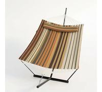 Garvee Hamac Double avec Support et Coussin, Capacité 204 kg, Café | Hamac sur pied en Tissu Polyester-Coton, Corde d'équilibre, Montage Facile, Idéal Jardin, Terrasse, Plage ou Piscine