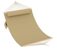 Garvee Hamac Double matelassé pour 2 Personnes - Barres d'écartement en Bois, Coussin Inclus - Capacité 204 kg - Idéal Jardin, terrasse, Piscine - Marron Clair, 350cm