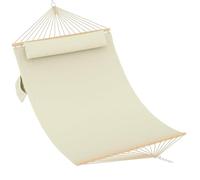 Garvee Hamac Double matelassé pour 2 Personnes - Barres d'écartement en Bois Dur, Coussin Inclus - Capacité 204 kg - Idéal Jardin, terrasse, Piscine - Beige, 350cm