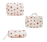 Garvee Important capacité et style coquette - Trousse de maquillage matelassée en coton pour femmes et filles - Organisateur cosmétique élégant, idéale pour voyage, routine beauté et vacances - Lot de