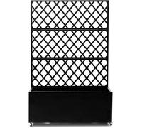 Garvee JARDINIERE-Bac à Fleurs Surélevé avec Treillis Et Écran d’Intimité,Jardinière en Acier Galvanisé avec roulettes,noir