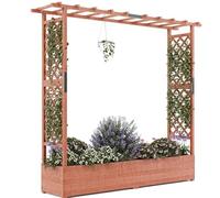 Garvee Jardinière Surélevée avec Treillis en Arche en Bois, Planter Box avec Toit Suspendu Et Treillis Latéraux, Lit De Jardin Haut Au Sol pour Plantes Grimpantes