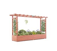 Garvee Jardinière Surélevée avec Treillis en Arche en Bois, Planter Box avec Toit Suspendu Et Treillis Latéraux, Lit De Jardin Haut Au Sol pour Plantes Grimpantes