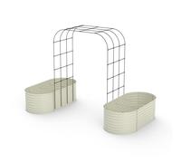 Garvee Jardinière surélevée galvanisée avec treillis en arc de 244 cm, bac de fleurs extensible en métal pour plantes grimpantes, légumes et fleurs, comprend des attaches pour plantes et un filet de