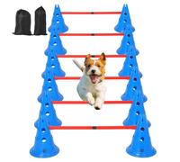 Garvee Kit d’Agilité Complet pour Chien - Parcours d’Obstacle Extérieurérieur/Intérieur avec 12 Cônes, 6 Barres Réglables, Sacs de Rangement - Ensemble de 35 Pièces pour Accèsînement et Rééducation