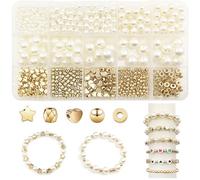 Garvee Kit de perles pour bijoux DIY - 720 pièces avec 15 compartiments, perles rondes, étoiles et dorées - Idéal création de bracelets, colliers, boucles d’oreilles - Pour adultes et enfants